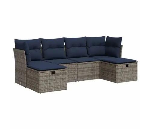 6-Daļīgs Dārza Dīvāna Komplekts Ar Matračiem, Pelēks Pe Pinums Vidaxl