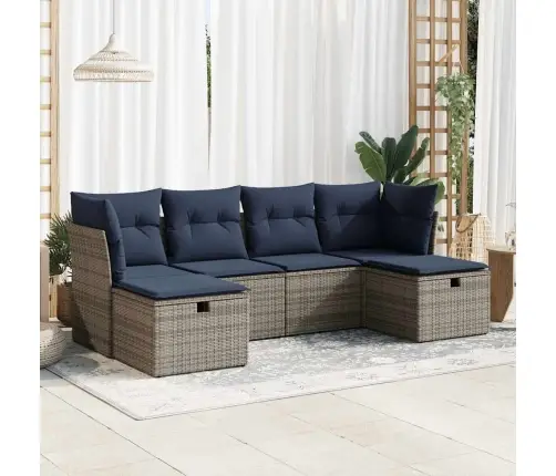 6-Daļīgs Dārza Dīvāna Komplekts Ar Matračiem, Pelēks Pe Pinums Vidaxl