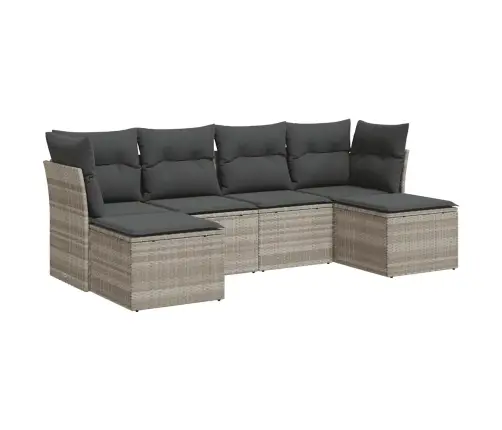 6-Daļīgs Dārza Dīvānu Komplekts,Matrači, Gaiši Pelēka Pe Pinums Vidaxl