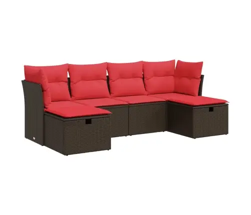 6-Daļīgs Dārza Dīvānu Komplekts, Matrači, Brūna Pe Rotangpalma Vidaxl