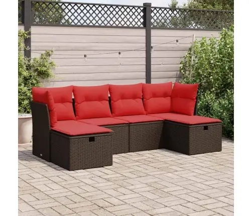 6-Daļīgs Dārza Dīvānu Komplekts, Matrači, Brūna Pe Rotangpalma Vidaxl