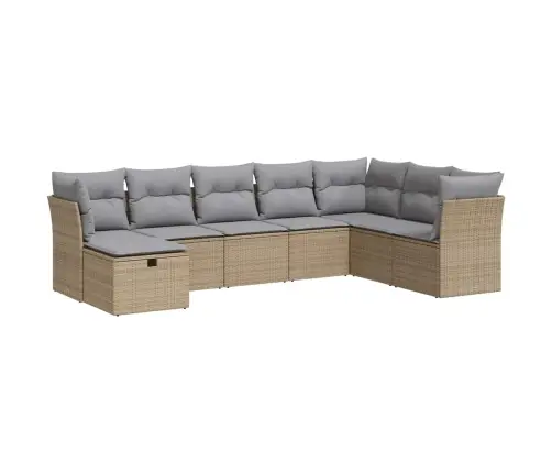 8-Daļīgs Dārza Dīvāna Komplekts, Matrači, Bēša Pe Rotangpalma Vidaxl