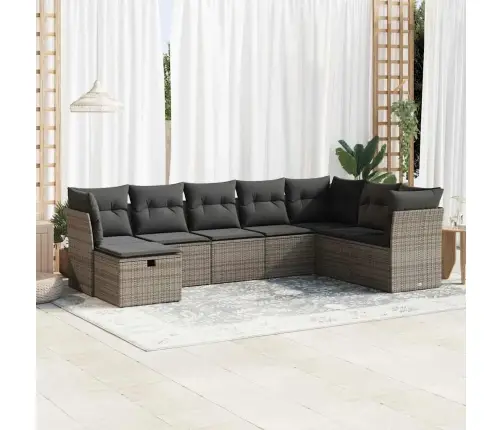 Sodo Komplektas Su Pagalvėlėmis, 8 Dalių, Pilkas, Poliratanas