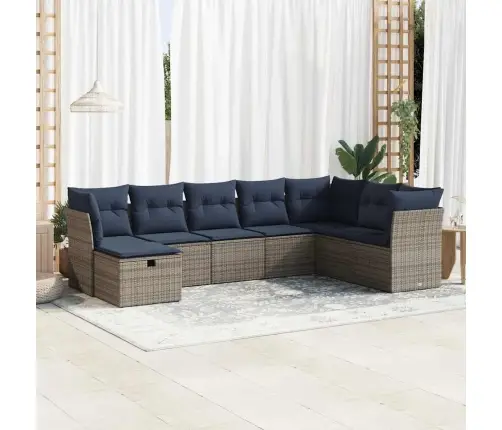 8-Daļīgs Dārza Dīvāna Komplekts Ar Matračiem, Pelēks Pe Pinums Vidaxl