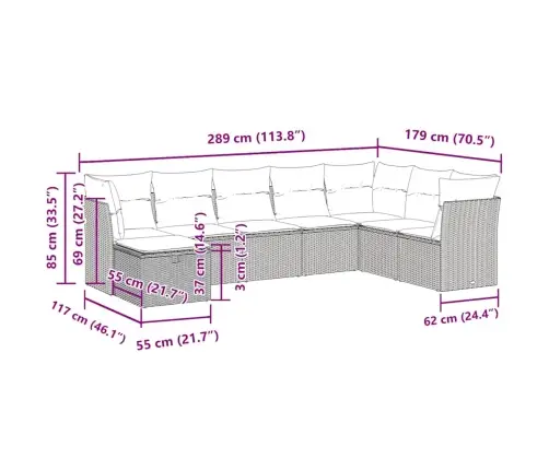 8-Osaline Aiadiivani Komplekt Patjadega, Helehall, Polürotang