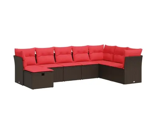 8-Daļīgs Dārza Dīvānu Komplekts, Matrači, Brūna Pe Rotangpalma Vidaxl