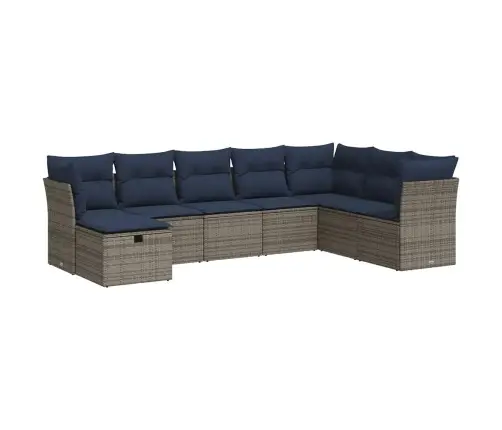 9-Daļīgs Dārza Dīvāna Komplekts Ar Matračiem, Pelēks Pe Pinums Vidaxl