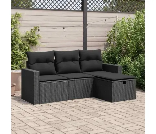 4-Daļīgs Dārza Dīvāna Komplekts Ar Matračiem, Pe Rotangpalma Vidaxl