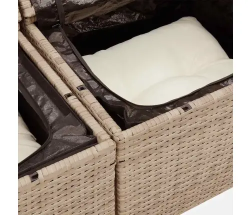 4-Daļīgs Dārza Dīvāna Komplekts, Matrači, Bēša Pe Rotangpalma Vidaxl