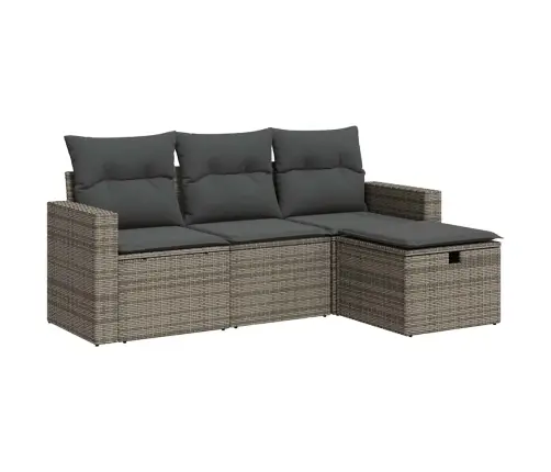 4-Daļīgs Dārza Dīvāna Komplekts Ar Matračiem, Pelēks Pe Pinums Vidaxl