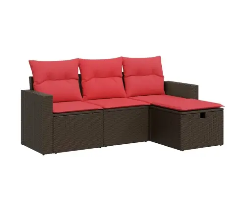 4-Daļīgs Dārza Dīvānu Komplekts, Matrači, Brūna Pe Rotangpalma Vidaxl