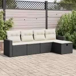 5-Daļīgs Dārza Dīvāna Komplekts Ar Matračiem, Pe Rotangpalma Vidaxl