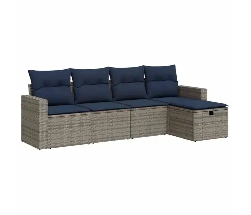 5-Daļīgs Dārza Dīvāna Komplekts Ar Matračiem, Pelēks Pe Pinums Vidaxl