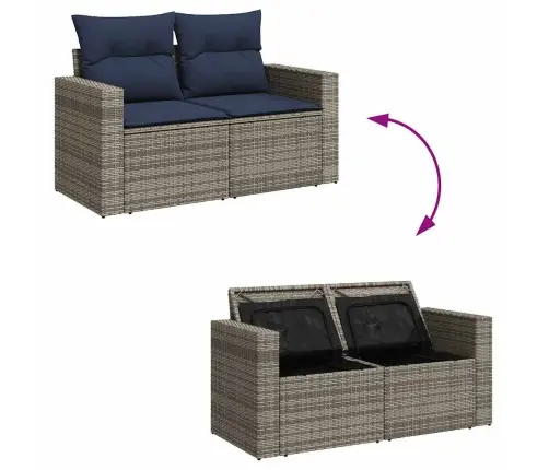 5-Daļīgs Dārza Dīvāna Komplekts Ar Matračiem, Pelēks Pe Pinums Vidaxl