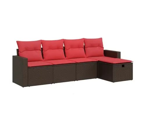 Sofos Komplektas Su Pagalvėlėmis, 5 Dalių, Rudas, Poliratanas