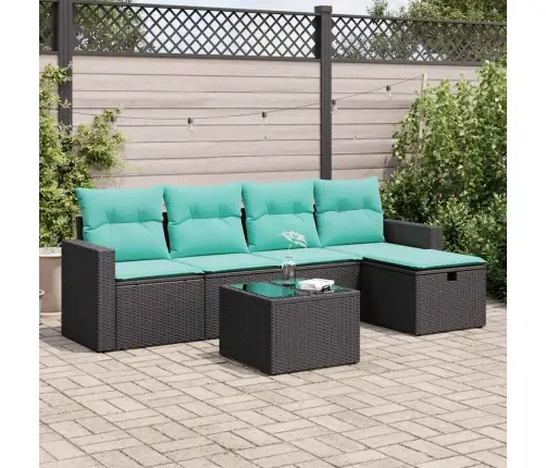 6-Daļīgs Dārza Dīvāna Komplekts, Matrači, Melna Pe Rotanpalma Vidaxl