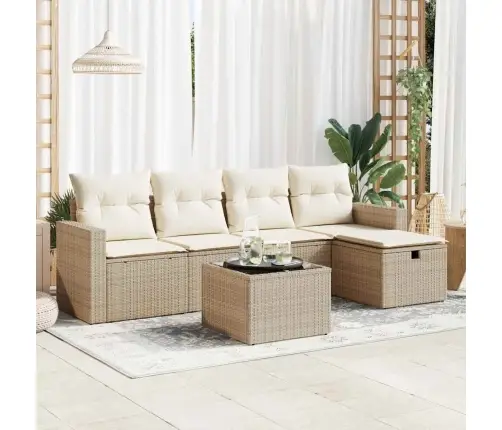 6-Osaline Aiadiivani Komplekt Patjadega, Beež, Polürotang