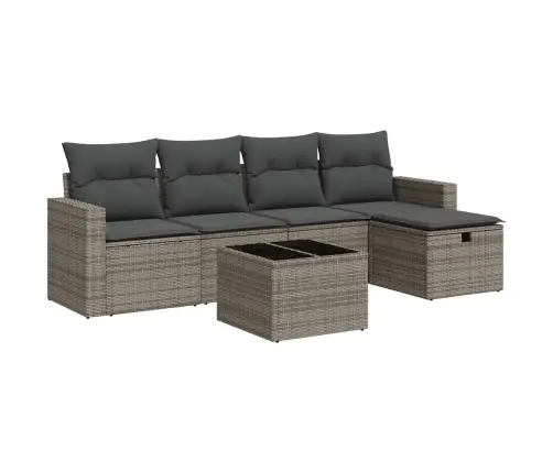 Sofos Komplektas Su Pagalvėlėmis, 6 Dalių, Pilkas, Poliratanas