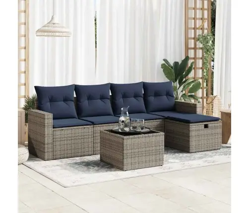 Sofos Komplektas Su Pagalvėlėmis, 6 Dalių, Pilkas, Poliratanas