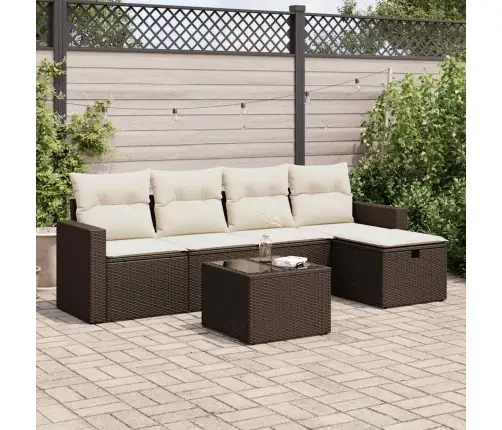 6-Daļīgs Dārza Dīvānu Komplekts, Matrači, Brūna Pe Rotangpalma Vidaxl