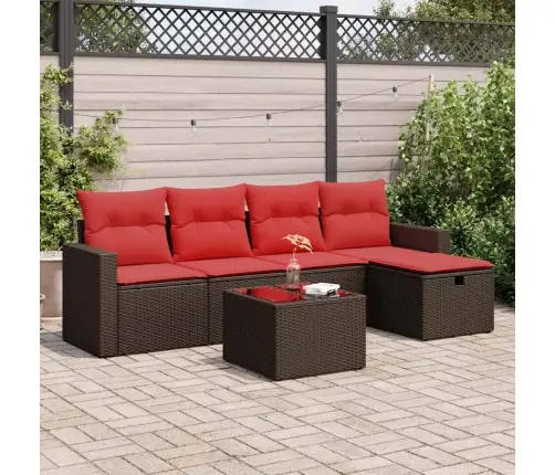 6-Osaline Aiamööblikomplekt Patjadega, Pruun, Polürotang