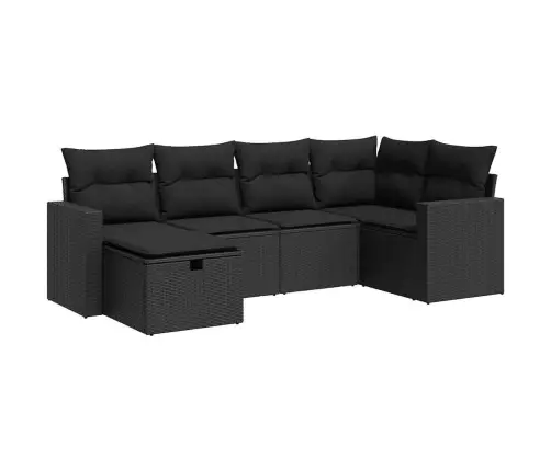 6-Daļīgs Dārza Dīvāna Komplekts, Matrači, Melna Pe Rotanpalma Vidaxl