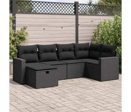 6-Daļīgs Dārza Dīvāna Komplekts, Matrači, Melna Pe Rotanpalma Vidaxl