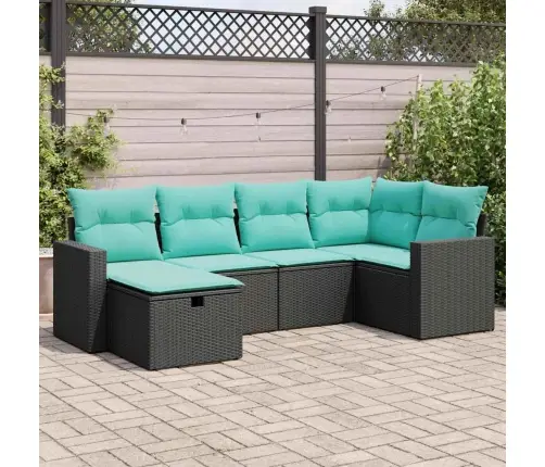 6-Daļīgs Dārza Dīvāna Komplekts, Matrači, Melna Pe Rotanpalma Vidaxl