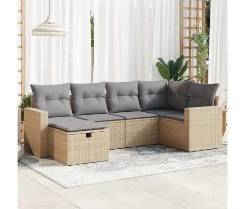 6-Osaline Aiadiivani Komplekt Patjadega, Beež, Polürotang