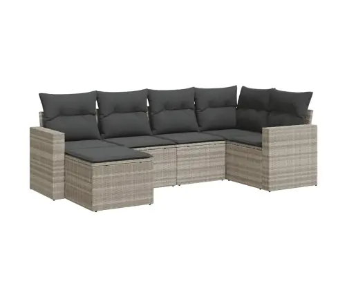 6-Osaline Aiamööblikomplekt Patjadega, Helehall, Polürotang