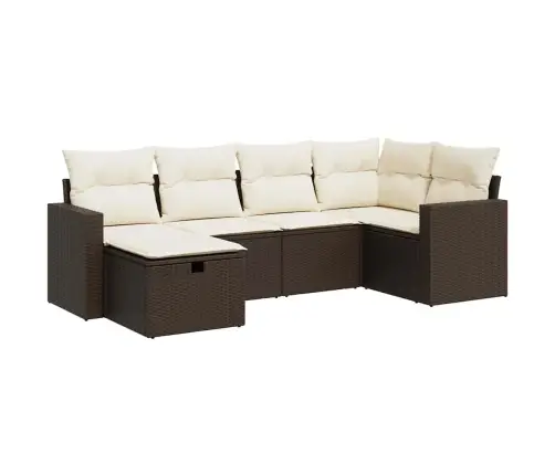 6-Daļīgs Dārza Dīvānu Komplekts, Matrači, Brūna Pe Rotangpalma Vidaxl