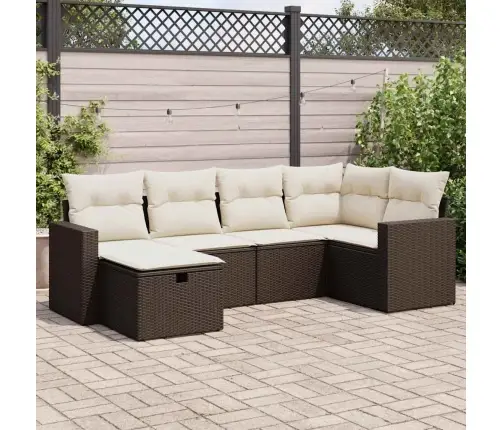 6-Daļīgs Dārza Dīvānu Komplekts, Matrači, Brūna Pe Rotangpalma Vidaxl