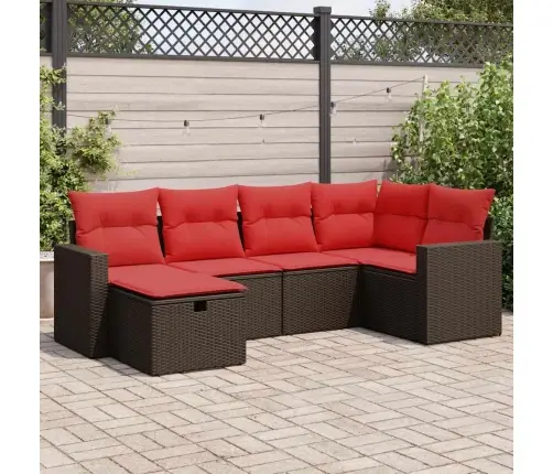 6-Osaline Aiamööblikomplekt Patjadega, Pruun, Polürotang