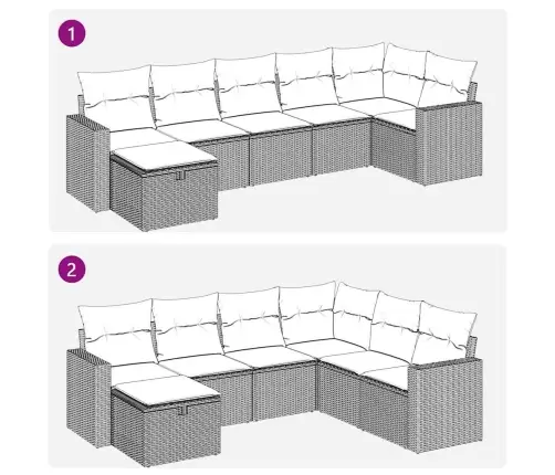 7-Osaline Aiadiivani Komplekt Patjadega, Beež, Polürotang