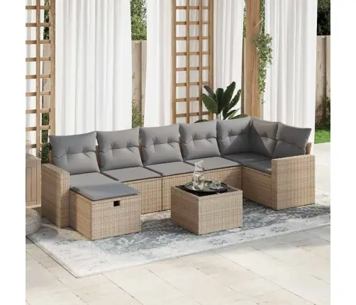 8-Osaline Aiadiivani Komplekt Patjadega, Beež, Polürotang