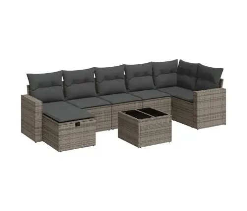 Sodo Komplektas Su Pagalvėlėmis, 8 Dalių, Pilkas, Poliratanas