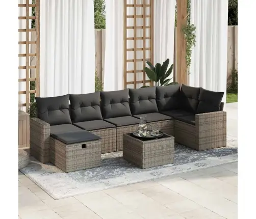 Sodo Komplektas Su Pagalvėlėmis, 8 Dalių, Pilkas, Poliratanas