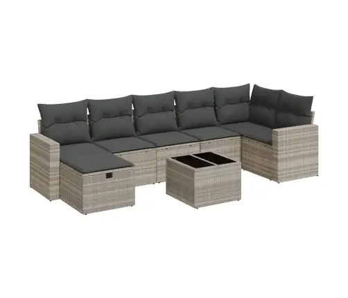 8-Daļīgs Dārza Dīvāna Komplekts,Matrači, Gaiši Pelēka Pe Pinums Vidaxl