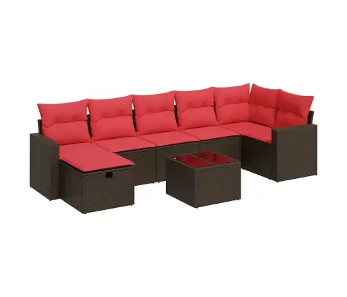 8-Daļīgs Dārza Dīvānu Komplekts, Matrači, Brūna Pe Rotangpalma Vidaxl