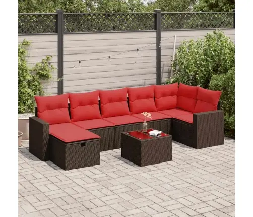 8-Daļīgs Dārza Dīvānu Komplekts, Matrači, Brūna Pe Rotangpalma Vidaxl