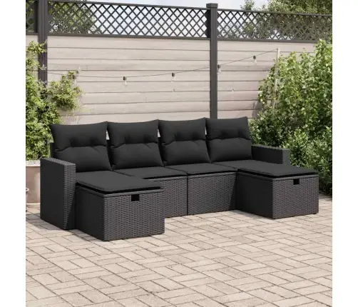 6-Daļīgs Dārza Dīvāna Komplekts, Matrači, Melna Pe Rotanpalma Vidaxl