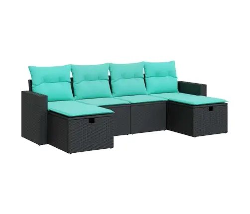 6-Osaline Aiadiivani Komplekt Patjadega, Must, Polürotang