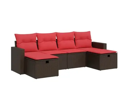 6-Daļīgs Dārza Dīvānu Komplekts, Matrači, Brūna Pe Rotangpalma Vidaxl