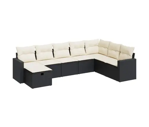 8-Daļīgs Dārza Dīvāna Komplekts, Matrači, Melna Pe Rotangpalma Vidaxl