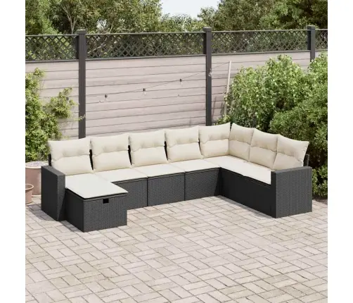 8-Daļīgs Dārza Dīvāna Komplekts, Matrači, Melna Pe Rotangpalma Vidaxl