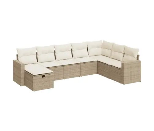 8-Daļīgs Dārza Dīvāna Komplekts, Matrači, Bēša Pe Rotangpalma Vidaxl