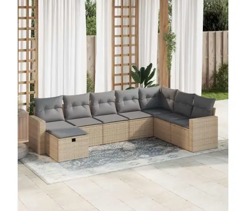 8-Osaline Aiadiivani Komplekt Patjadega, Beež, Polürotang