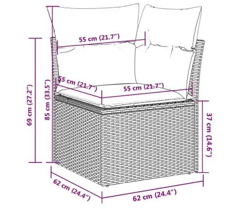 8-Osaline Aiadiivani Komplekt Patjadega, Hall, Polürotang