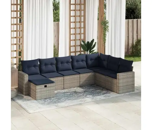 8-Daļīgs Dārza Dīvāna Komplekts Ar Matračiem, Pelēks Pe Pinums Vidaxl 8-Daļīgs Dārza Dīvāna Komplekts Ar Matračiem, Pelēks Pe Pinums Vidaxl