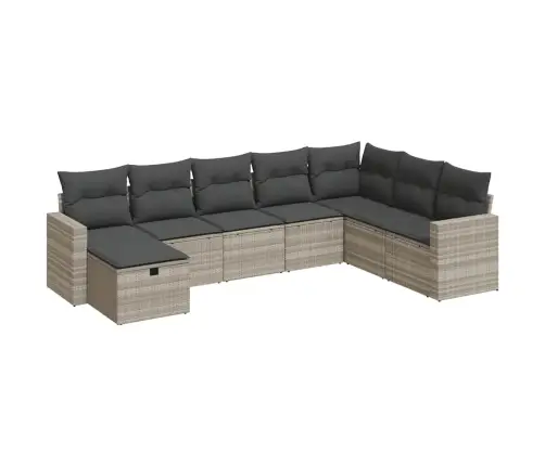 Sodo Komplektas Su Pagalvėlėmis, 8 Dalių, Pilkas, Poliratanas